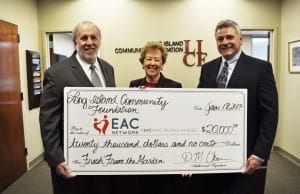From right to left: Lance W. Elder, President & CEO, EAC Network; Carol O'Neill, Senior Director of Senior and Nutritional Services, EAC Network; and David M. Okorn, Executive Director, LICF.