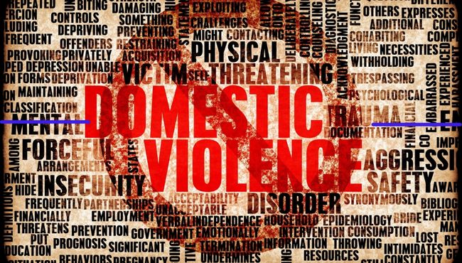 Domestic violence written out with many associated words