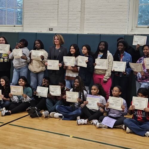 1_Westbury Middle Schools Peer Mediators with their certificates upon completion of Greggs training
