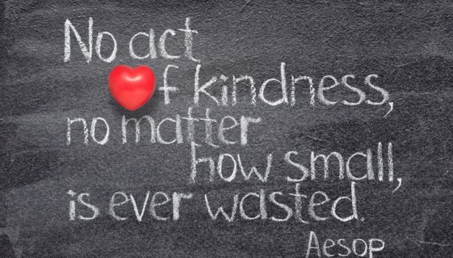quote on a chalk board that says no act of kindness no matter how small is ever wasted